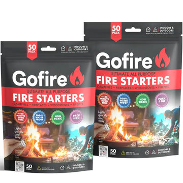 GOFIRE: Ultimate All Purpose Fire Starter- Non-Toxic Earth-Friendly Portable Weather-Proof Fire Starter for Camping Hiking Backpacking Fireplaces Wood Stoves and More! 100 Fire Starters