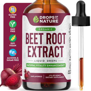 Beet Root Liquid Supplement - Made with Organic Beets Extract - Vegan and Pure - Higher Potency than Beets Chewables and Beet Root Capsules - Supports Energy Vitality & Circulation (Unflavored 60mL)