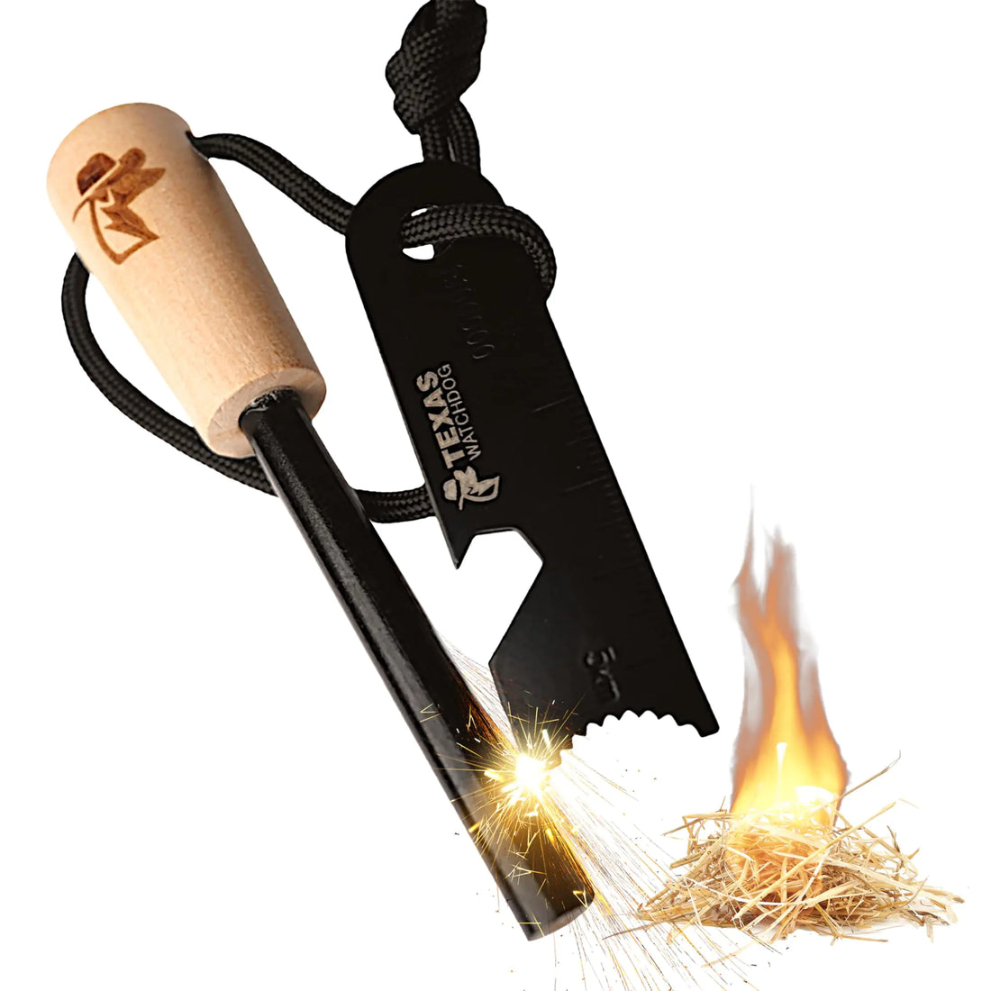 Texas Watch Dog Ferro Rod Fire Starter Kit - Reliable Rod & Flint Steel for Camping Essentials Durable Fire Rod Produces Hot Sparks Quality Firestarter Rods for Survival