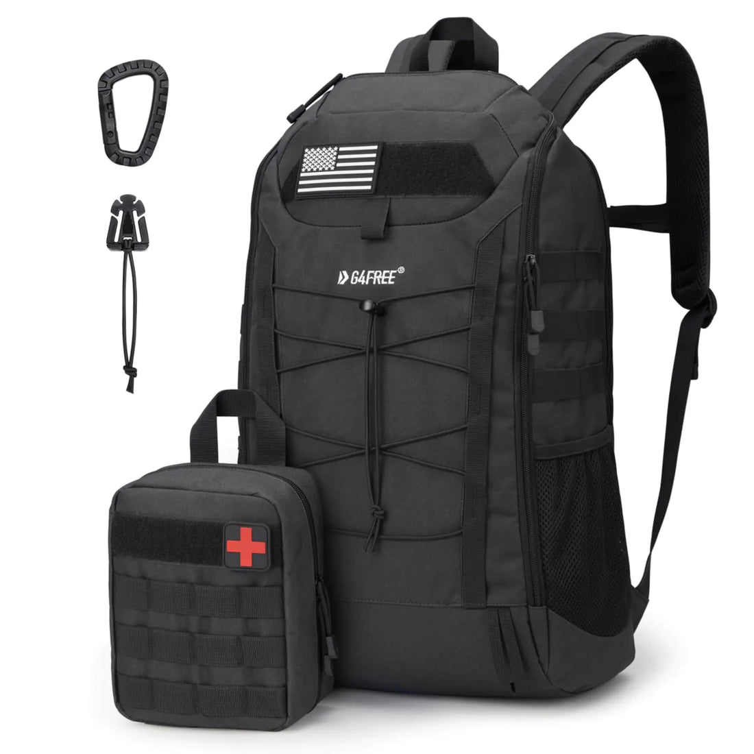 G4Free 45L Military Tactical Backpack 3 Day Assault Survival Molle Pack for Hiking Camping Traveling(Black)