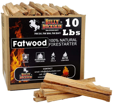 10 lbs. Fatwood Fire Starter Sticks Perfect Fire Starters for Fire Pit Campfires Fireplaces Bonfires BBQ & Wood Stoves Easy to Start a Fire with Just 2 Sticks Camping Essentials (10 Pound Box)