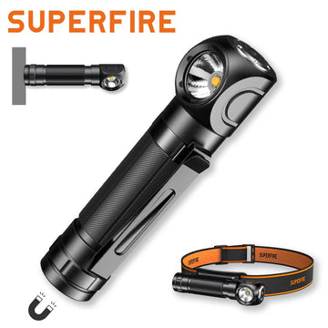 Rechargeable SUPERFIRE TH04 LED Headlamp 90° with Magnetic Tail