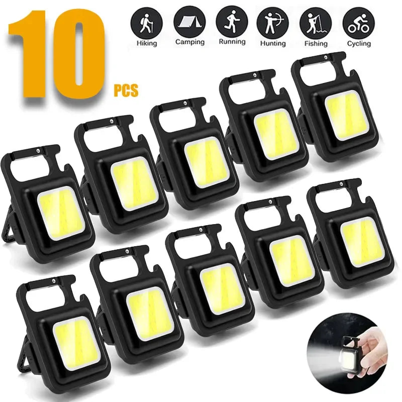 Mini USB Rechargeable LED Keychain Lantern Flashlight with COB and Clip