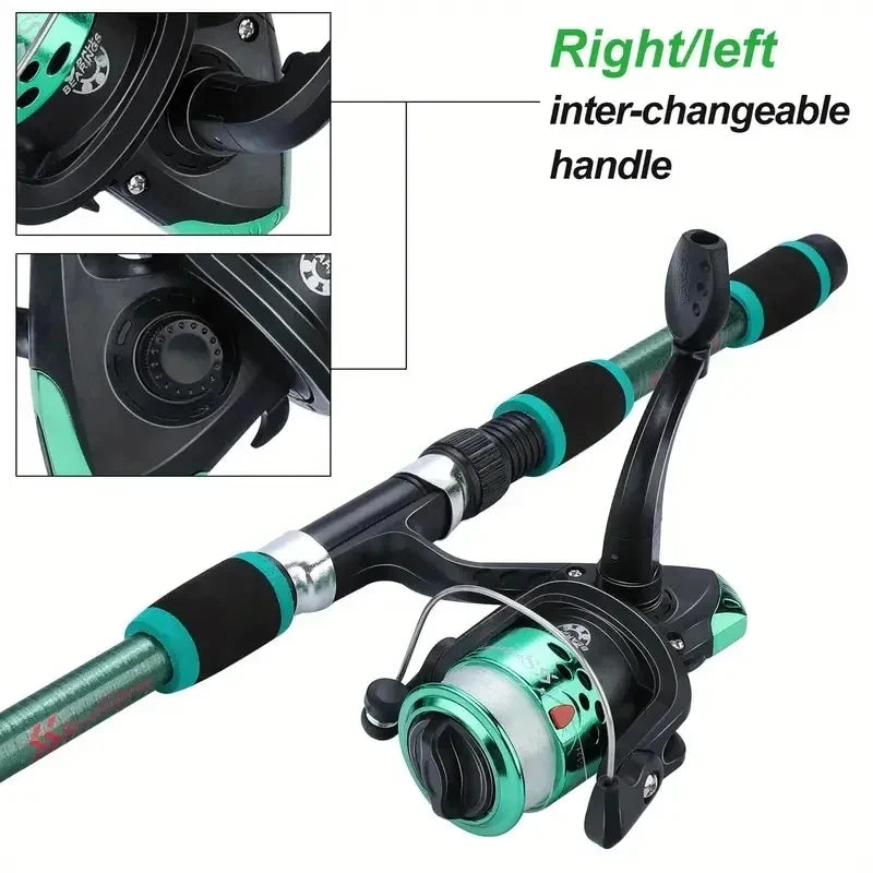 Portable Fishing Kit With Telescopic Rod Reel and Complete Tackle Set