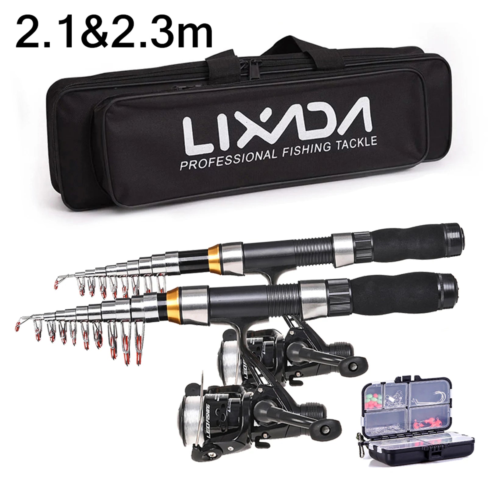 Lixada Carbon Fiber Telescopic Fishing Kit with Reel Bag and Accessories