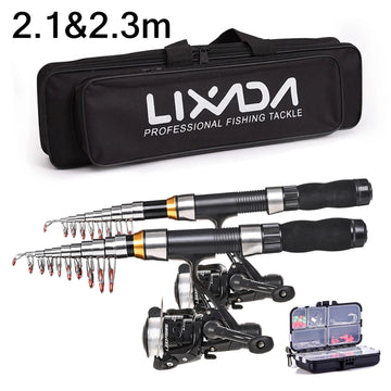 Lixada Carbon Fiber Telescopic Fishing Kit with Reel Bag and Accessories